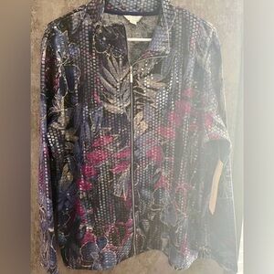Erin London Multicolor Floral zip up Jacket from the glimmer line NWT! Size XL